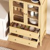 71" Tall Arched Kitchen Pantry Cabinet, Farmhouse Modern Wood Arched Cabinets with Tempered Glass Doors & 2 Large Drawers and Adjustable Shelves - 4 of 4