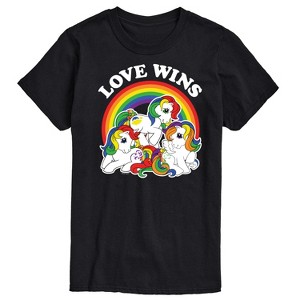 Men's My Little Pony Love Wins Short Sleeve Graphic T-Shirt - Black - LG Big and Tall - 1 of 4