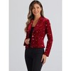 INSPIRE CHIC Women's Metallic Stars Printed Velvet 1 Button Business Office Crop Jacket - 4 of 4