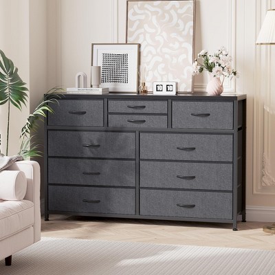10-Drawer Dresser TV Stand, Small TV Cabinet with Metal Frame, Chest of Drawers