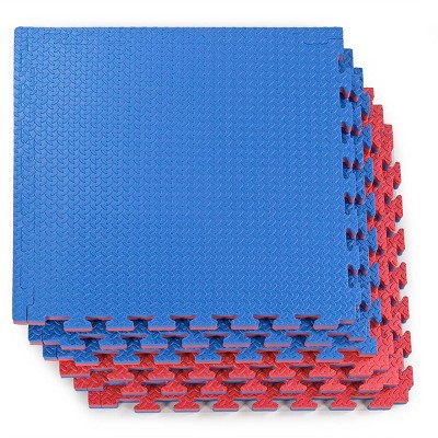 thumbnail interactive-video image 1 of Xspec Extra Thick Reversible EVA Foam Gym Mats - 12 Pieces, 48 Sq Ft, Black/Purple 1 of 6