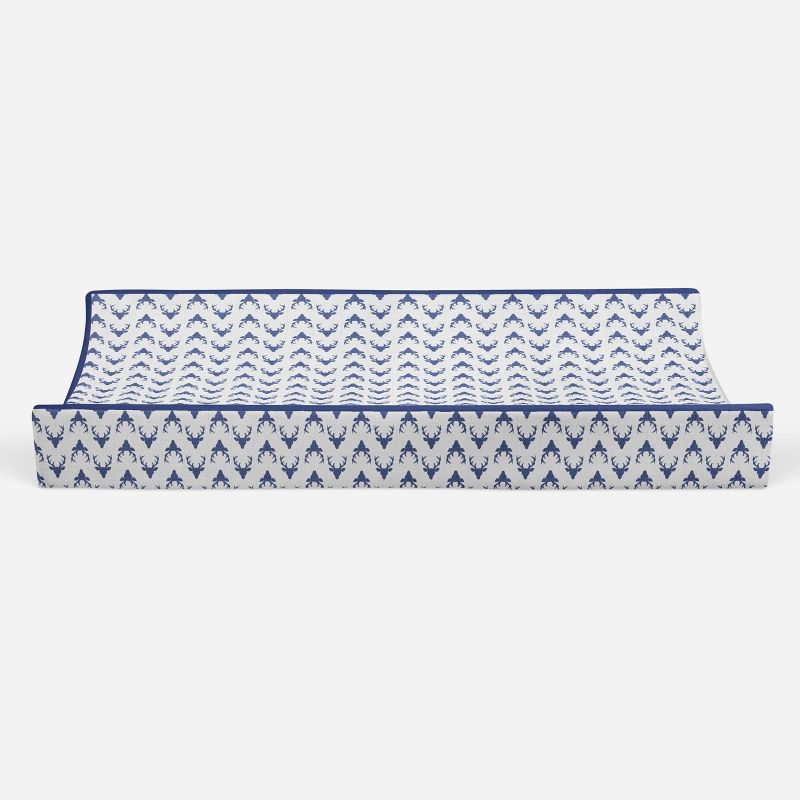 Bacati - Noah Navy Buck Quilted Muslin Changing Pad Cover, 5 of 10