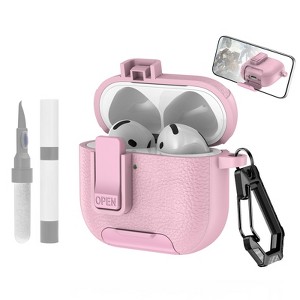 HTUTWOO AirPods Pro 2nd Lock Clip Leather Case with Carabiner and Stand Rugged, Protection Cover for AirPods Pro 2 - 1 of 4