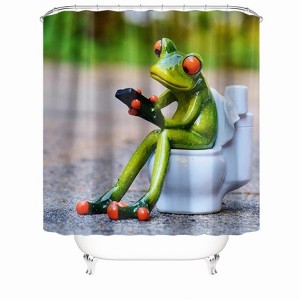 Frog Reading A Book In The Toilet Shower Curtains for Bathroom Waterproof Fabric Bath Curtain Durable Soft Stylish Bathroom Decor 72x72 Inch - 1 of 1