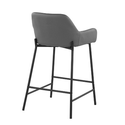 Daniella 21'' Industrial Black Metal & Grey Faux Leather Counter Stools (Set of 2)