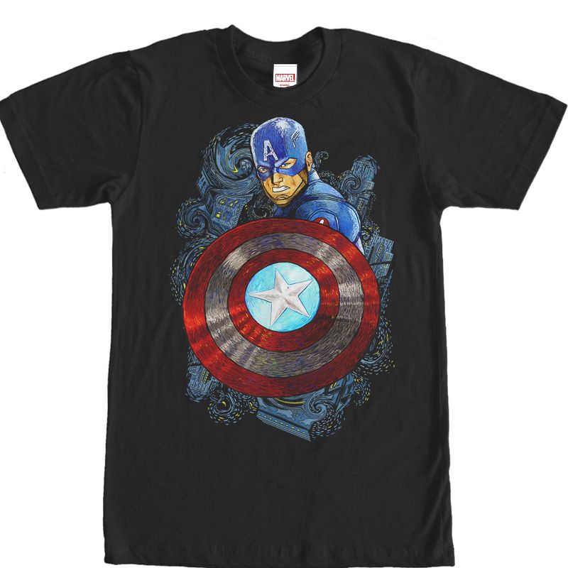 Men's Marvel Captain America Swirl Pattern T-Shirt, 1 of 5