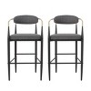 Bar Height Bar Stools Set of 2 with Backs and Iron Legs,Charcoal Upholstered Bar Stools for Kitchen Island, Bar Stools for Home or Breakfast Bar-Koiai - 3 of 4