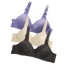 Allegra K Women's Comfortable Soft Stretchy Full Coverage Non-Wired Bra 3 Pcs - 2 of 4