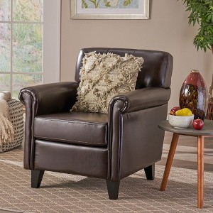 Bonded Leather Tufted Fully Padded Club Chair with Compact Design for Small Spaces for Living Room - 1 of 4
