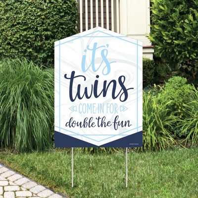 Big Dot of Happiness It's Twin Boys - Party Decorations - Blue Twins Baby Shower Welcome Yard Sign