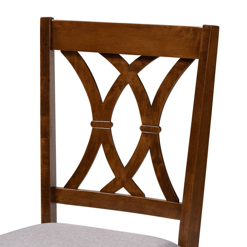 4pc Augustine Fabric Upholstered Dining Chair Set Gray/Walnut Brown - Baxton Studio: Modern Armless, Wood Frame, 4 of 8