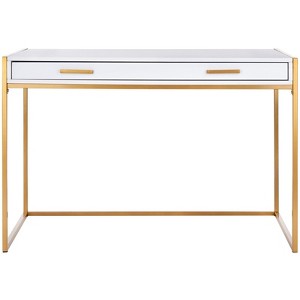 Elodie 1 Drawer Desk - DSK2209 - White/Gold - Safavieh - 1 of 4
