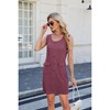 Women's Summer Sleeveless Mini Dress Casual Crewneck Button Tank Dresses Party Short T-Shirt Sundress with Pockets - 3 of 4