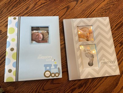 Pearhead Gray Linen Baby Memory Book