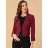 INSPIRE CHIC Women's Regular Fit Notched Lapel Ruched Sleeve Business Crop Blazer - 2 of 4