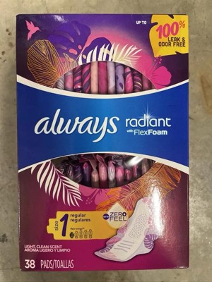 Always Radiant Teen Feminine Pads with FlexFoam, Regular, with
