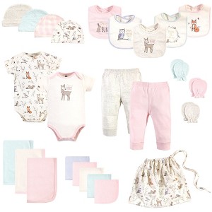 Hudson Baby Infant Girl Layette Start Set Baby Shower Gift 25pc, Enchanted Forest, 0-6 Months - 1 of 4