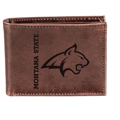 Evergreen NCAA Montana State Bobcats Brown Leather Bifold Wallet Officially Licensed with Gift Box