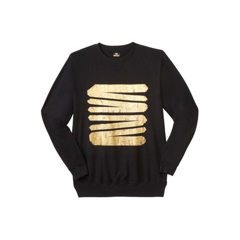 KingSize Men's Big & Tall Lightweight Terry Crewneck Sweatshirt - Tall -  7XL, Gold Stripe