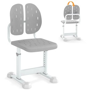 Costway Kids Desk Chair with Adaptive Double Backrest, Adjustable Height, Breathable Seat Gray/Blue/Pink - 1 of 4
