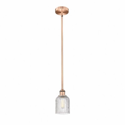 Bridal Veil - 1 Light Stem Hung Mini Pendant In Art Deco Style-8.5 Inches Tall and 5 Inches Wide