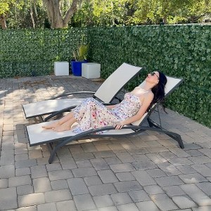 PURPLE LEAF Outdoor Chaise Lounge Chair Set of 2 Patio Pool Lounger Chairs with Wooden Armrest Sunbathing Tanning Recliner for Outside Backyard - 1 of 4