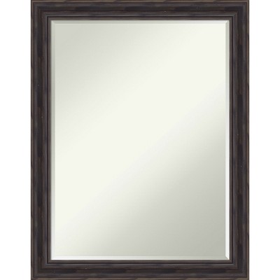 Rustic Pine Black Narrow Bevel Wood Bathroom Vanity Mirror