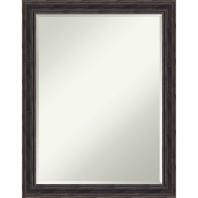 Rustic Pine Black Narrow Bevel Wood Bathroom Vanity Mirror