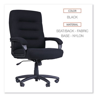 High Back Black Fabric Swivel Office Chair with Fixed Arms