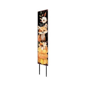 HomeRoots 42" Black Tan And Orange Floral Bouquet Solid Wood Fox Garden Stake - 1 of 4