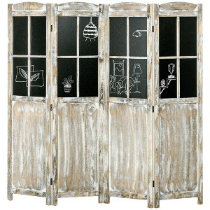 NicBex 4-Panel Room Divider Folding Privacy Screen with Black Boards & Wood Legs Partition for Home & Office - 1 of 4