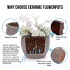 NAYSAYE Planter Set of 3 Ceramic Flowerpot Sleek Glossy Design Elegant Style for Indoor Outdoor Garden, Yellow, 15"*15"*13" - 4 of 4