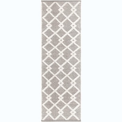 Gray Geometric Hand-Knotted Wool Runner Rug 2' x 6'1"
