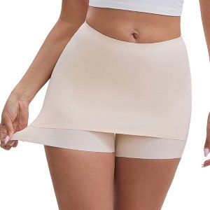 INSPIRE CHIC Women's Anti-Chafing Hip-Lifting Mid Rise Tummy Control Elastic No Show Slim-Fit Shorts Under Dress - 1 of 4