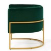 CAVINAS Modern Velvet Upholstered Accent Chair with Curved Backrest and Golden Metal Frame, for Living Room and Bedroom - 3 of 4