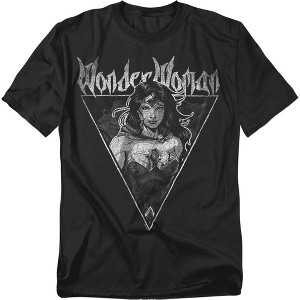 Men's Justice League Wonder Woman Vintage Metal T-Shirt - 1 of 4