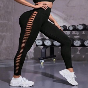 BABYYER Women's High Waist Yoga Pants, Tie-Dye Side Cutout Elastic Tights, Breathable Casual Sports Clothing - 1 of 4