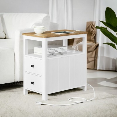 End Table with Drawers for Living Room Living Room Side Table with Drawers Narrow Coffee Table with Charging Station