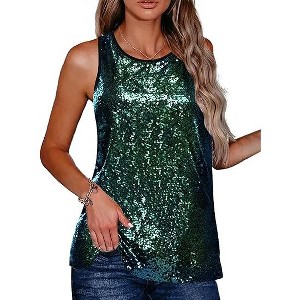 Zeagoo Women's Sleeveless Sparkle Shimmer Camisole Vest Glitter Sequin Tank Tops - 1 of 4