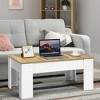 Costway Lift Top Coffee Table Pop-UP Cocktail Table w/Hidden Compartment & Shelf White\ Brown - 4 of 4