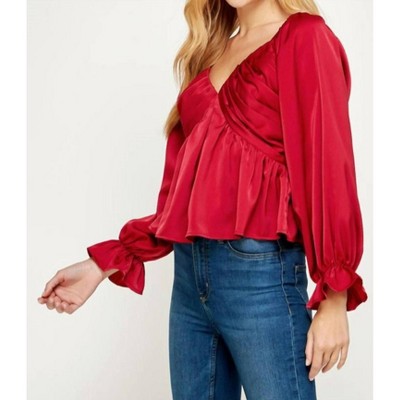 Women's Pleated V Neck Blouse - Strut & Bolt