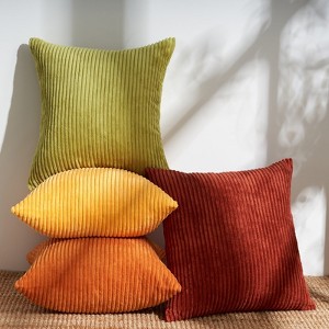 Corduroy Striped Corduroy Pillow Cover Square Modern Gradient Pillow Cases for Sofa, Decorative Cushion Cover Set of 4 - 1 of 4