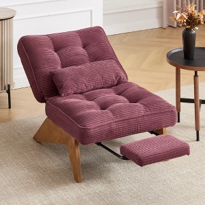 MOONMISS Comfortable Corduroy Adjustable Accent Chair and Footrest Set, Thick-Padded Lounge Chair For living room - 1 of 4