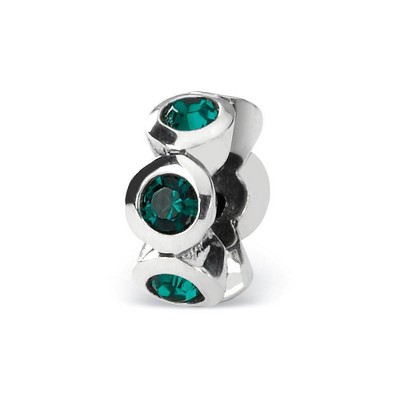 Black Bow Jewelry Sterling Silver May Crystal Birthstone, 6-Stone Bead Charm