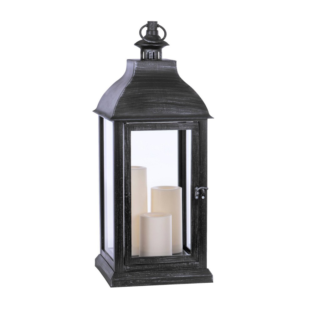 6" Indoor/Outdoor Battery Operated Candle Lantern Black - Rimports