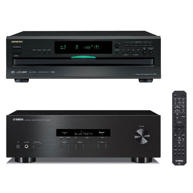 Yamaha R-S202 Stereo Receiver and Onkyo DX-C390 6-Disc Carousel CD Changer, 1 of 9