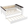Polibi Modern Utility Daybed with Charging Station, Upholstered Backrest & Trundle - 3 of 4