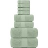 White Classic Luxury 100% Cotton 8 Piece Towel Set - 4x Washcloths, 2x Hand, and 2x Bath Towels - 2 of 4