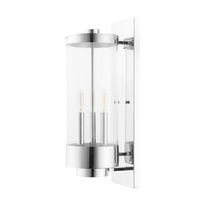 Polished Chrome 3-Light Lantern Sconce with Clear Glass