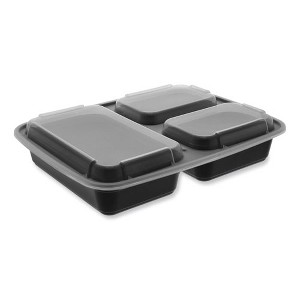 Pactiv Evergreen Newspring DELItainer Microwavable Container, 32 oz, 7.5 x 9.87 x 1.75, Black/Clear, Plastic, 150/Carton - 1 of 4